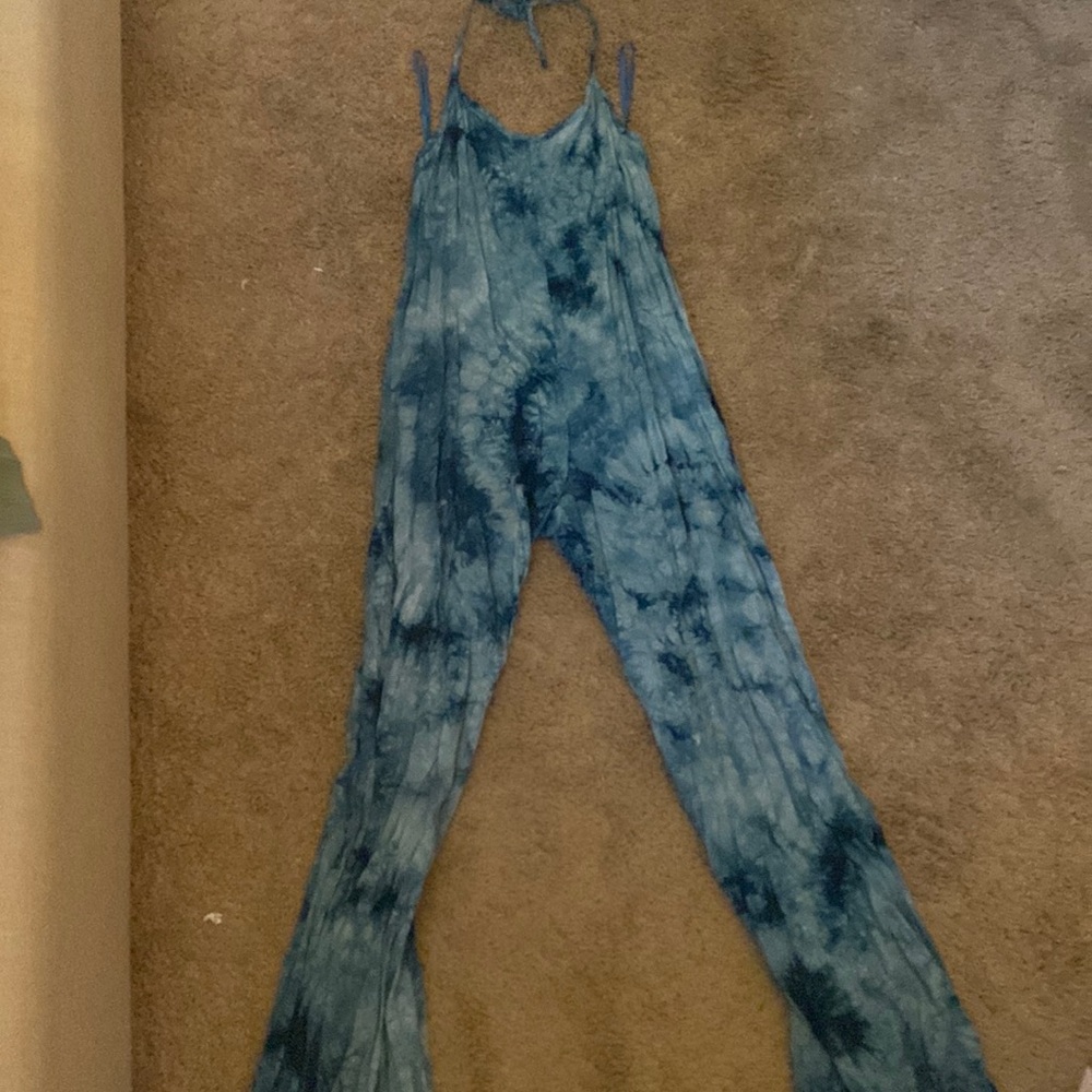 Tie dye halter jumpsuit